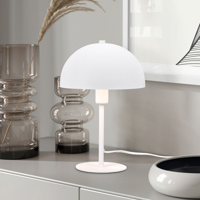 Vit bordslampa modern, Fransisca, med brytare