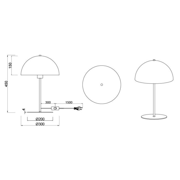 Svart bordslampa modern, Fransisca, med brytare