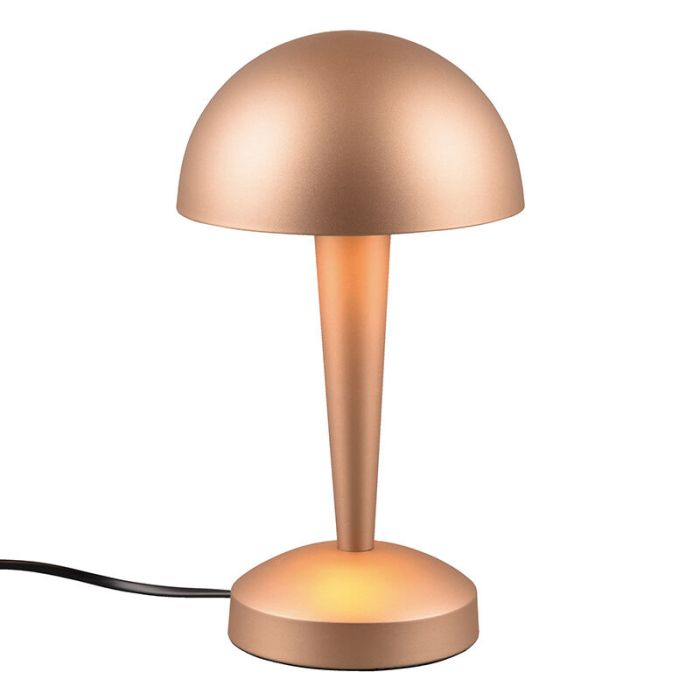 Taupe bordslampa modern, Delila, med beröringsdimmer