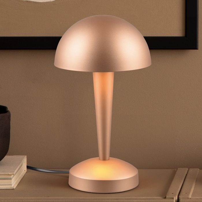 Taupe bordslampa modern, Delila, med beröringsdimmer