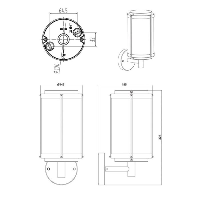 Antracit utelampa industri, Sammy, IP44