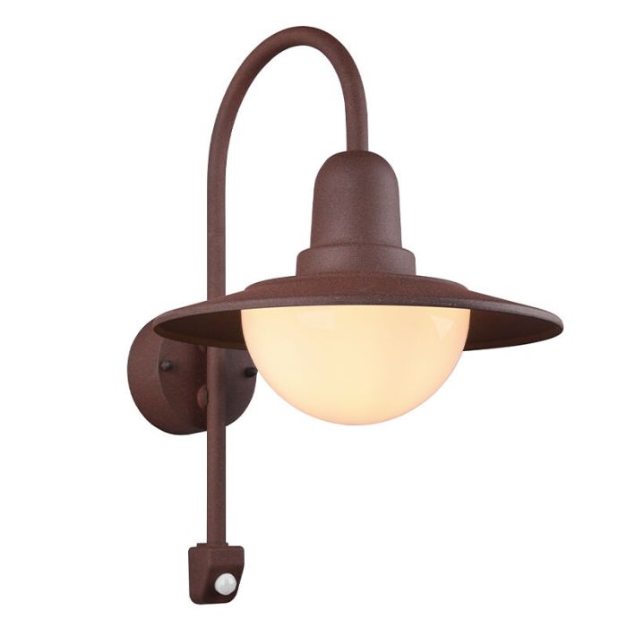 Rostfärgad utomhus vägglampa med rörelsesensor modern, Semmy, IP44