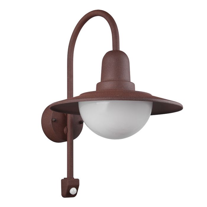 Rostfärgad utomhus vägglampa med rörelsesensor modern, Semmy, IP44