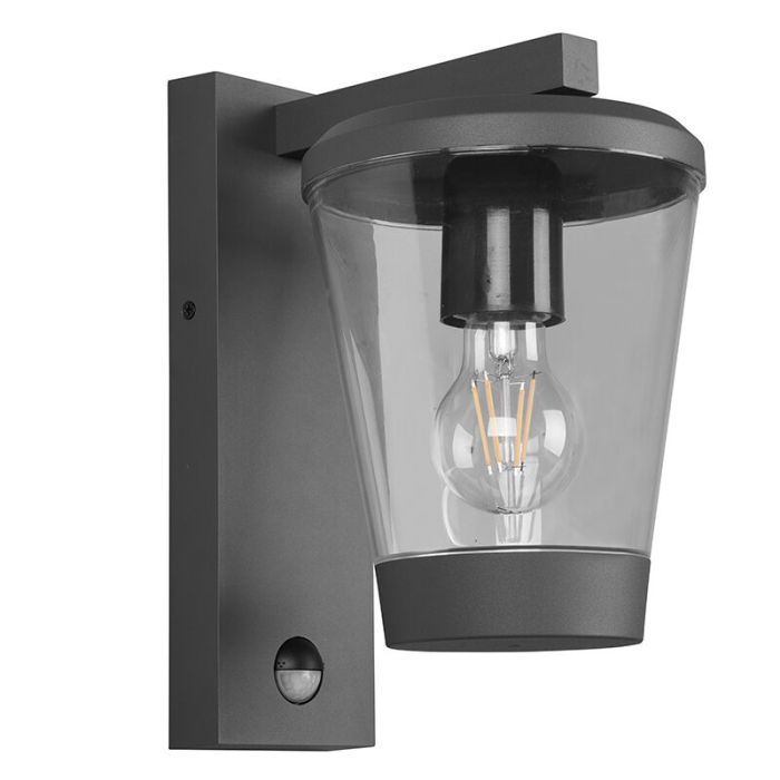 Antracit utomhus vägglampa med rörelsesensor modern, Kerstin, IP44