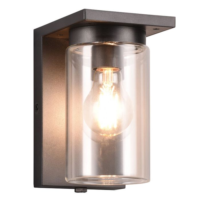 Svart utomhus vägglampa med skymningssensor modern, Yves, IP44