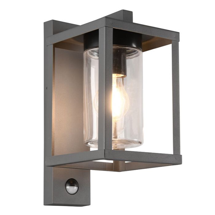 Antracit utomhus vägglampa med rörelsesensor modern, Reini, IP44