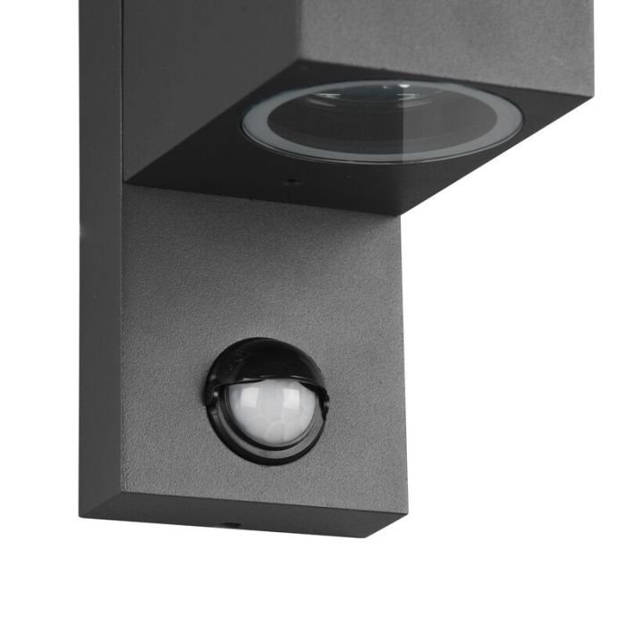 Antracit utomhus vägglampa med rörelsesensor modern, Laurien, IP44