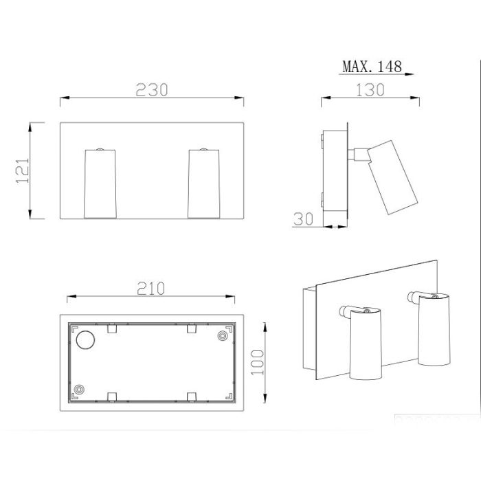 Antracit utelampa modern, Rufus, 3W, 3000K LED, IP54