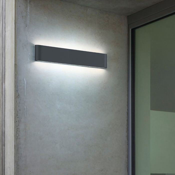 Antracit utelampa modern, Bridlington, 8W, 3000K LED, IP54