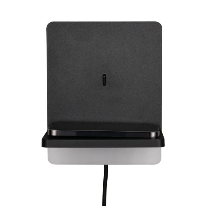 Svart vägglampa modern, Margje, 9W, 3000K LED, med brytare
