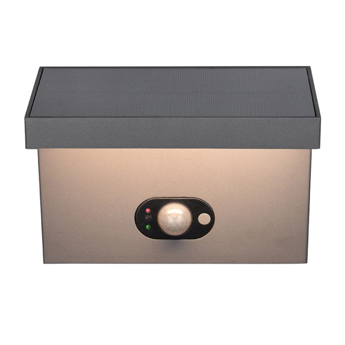 Antracit utomhus vägglampa solcell modern, Nesrin, 5W, white switch LED, IP65