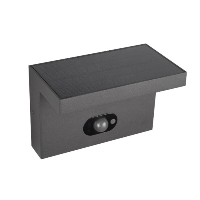 Antracit utomhus vägglampa solcell modern, Nesrin, 5W, white switch LED, IP65