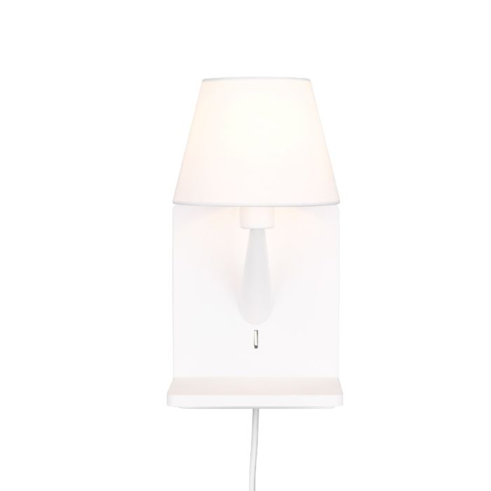 Vit vägglampa tyg, Tahir, med brytare