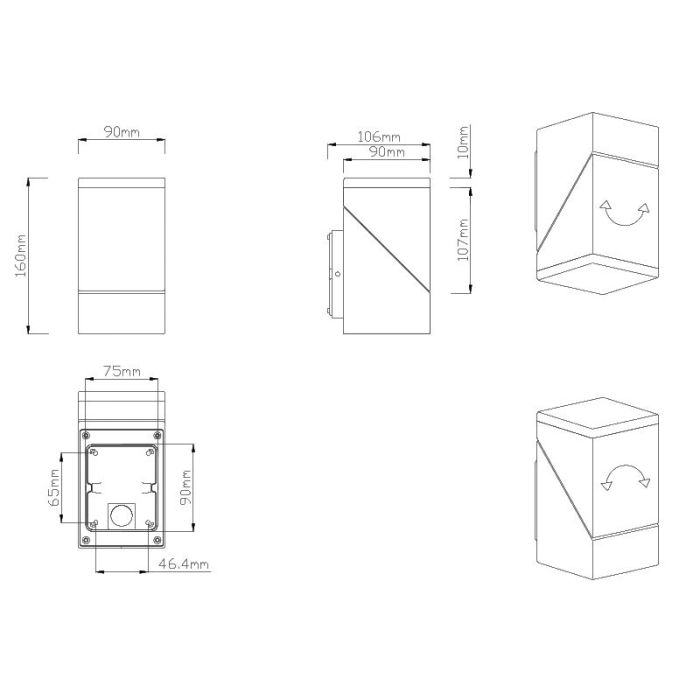 Antracit utelampa modern, Liron, 7W, 3000K LED, IP54