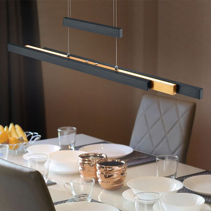 Svart pendellampa matbord modern, Jessey, 45W, varm till kall vit justerbar LED