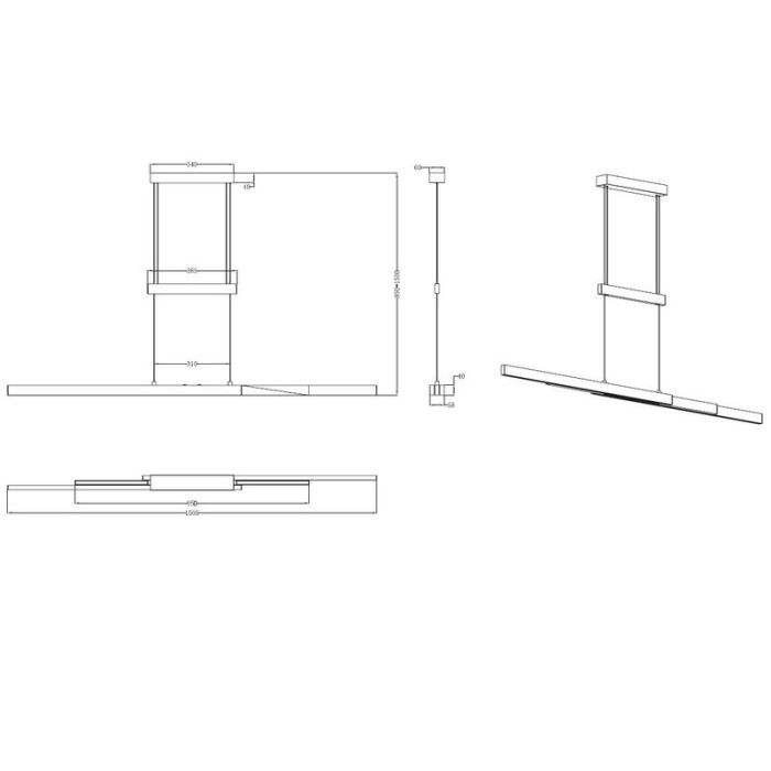 Nickel pendellampa matbord modern, Jessey, 42W, varm till kall vit justerbar LED, med beröringsdimmer
