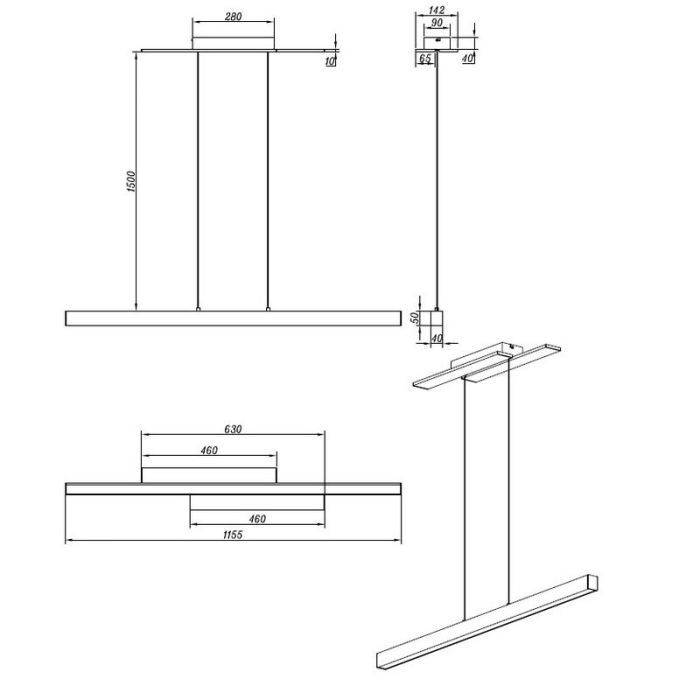 Svart fönsterlampa modern, Thyra, 44W, 3000K LED