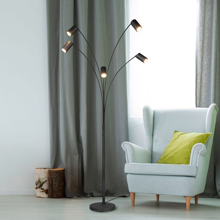 Svart golvlampa modern, Kaso