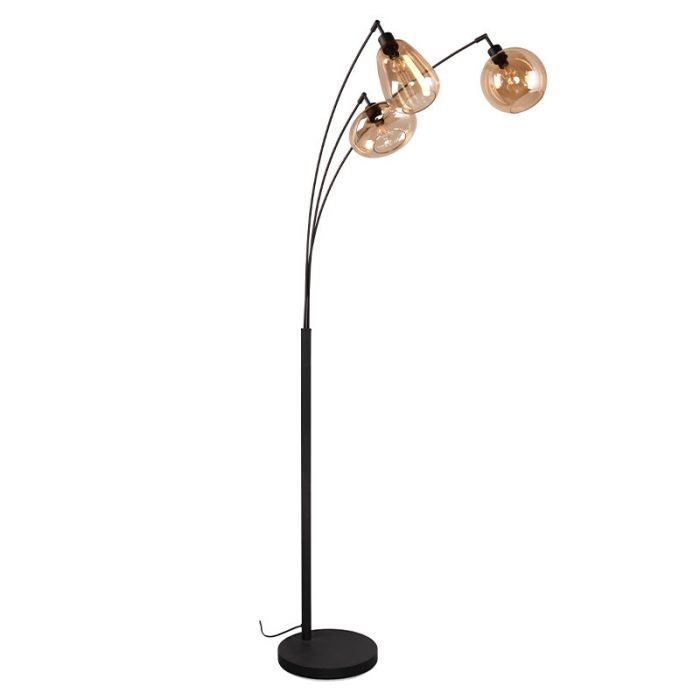 Bärnstensfärgad golvlampa design, Sybren, med brytare