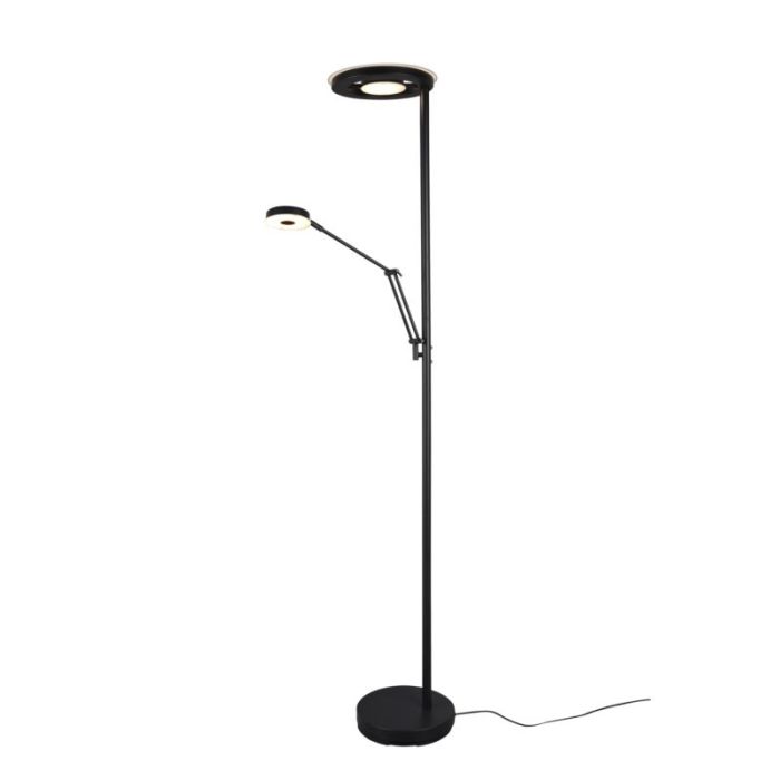 Svart läslampa golv modern, Yazid, 32W, justerbar ljusfärg LED, med beröringsdimmer