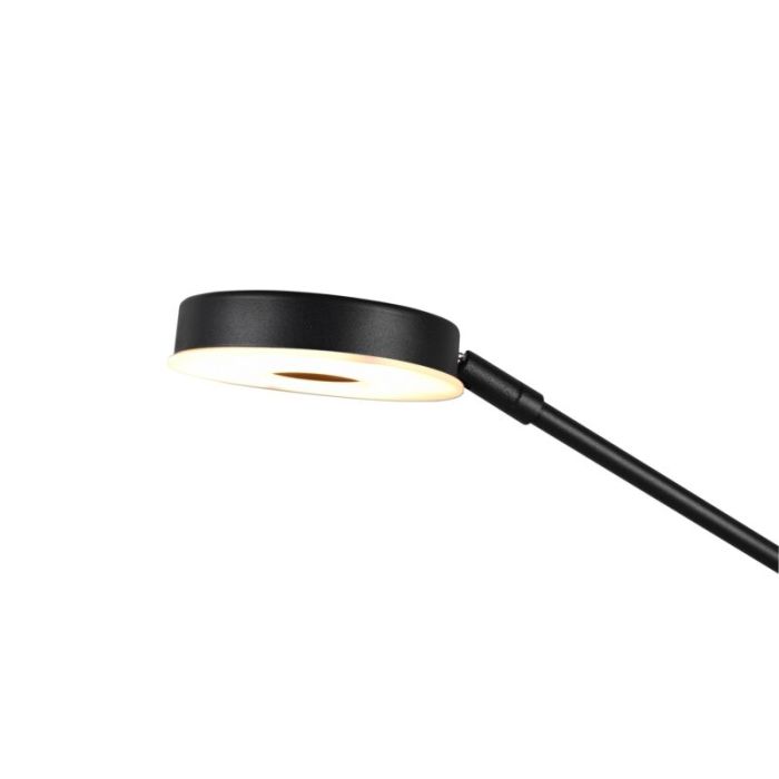 Svart läslampa golv modern, Yazid, 32W, justerbar ljusfärg LED, med beröringsdimmer