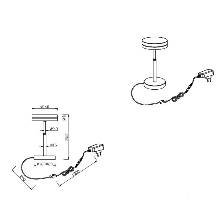 Antracit bordslampa modern, Marjon, 6W, 3000K LED, med brytare