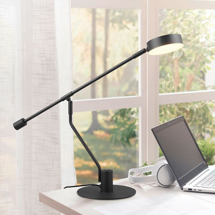 Svart bordslampa modern, Koendert, 6W, white switch LED, med beröringsdimmer