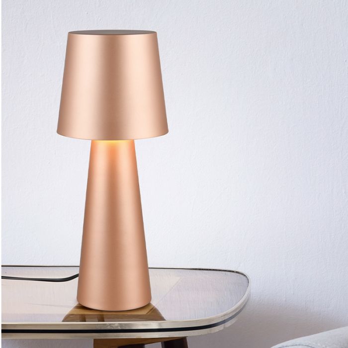 Brun bordslampa modern, Lillyam, med brytare