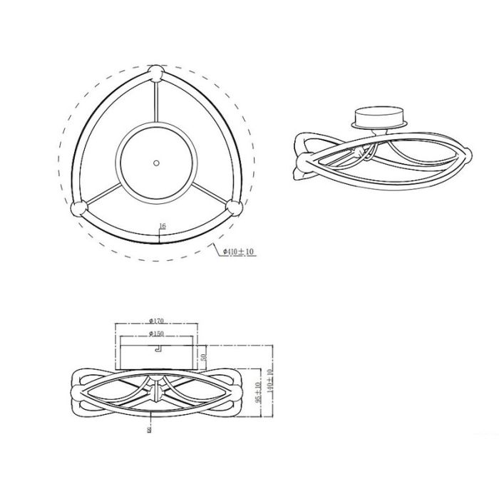 Mässing plafond modern, Remy, 20W, 3000K LED