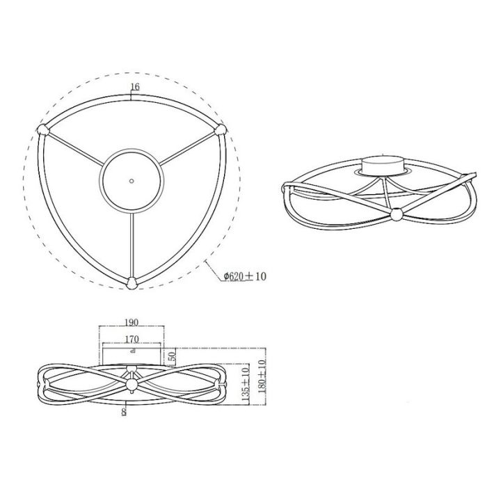 Nickel plafond modern, Remy, 42W, 3000K LED