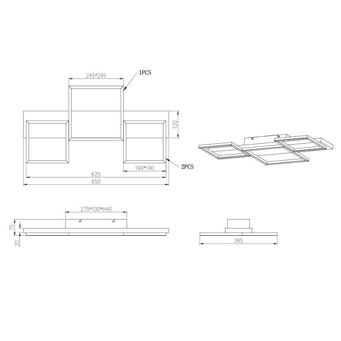 Trä plafond brun, Justian, 30W, 3000K LED, 3 stegs dimmer