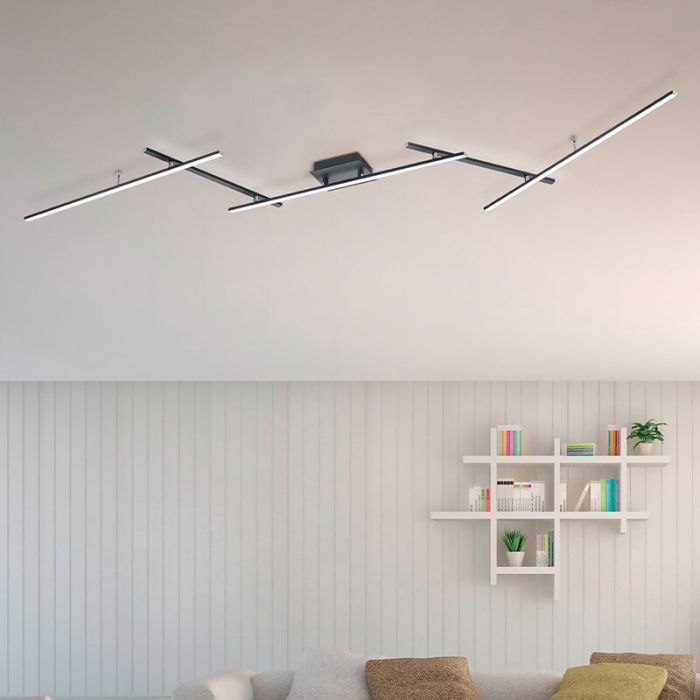 Svart plafond modern, Nadja, 22W, RGBW LED, met fjärrkontroll