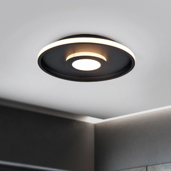 Svart taklampa badrum modern, Kayla, 35W, 3000K LED, IP44