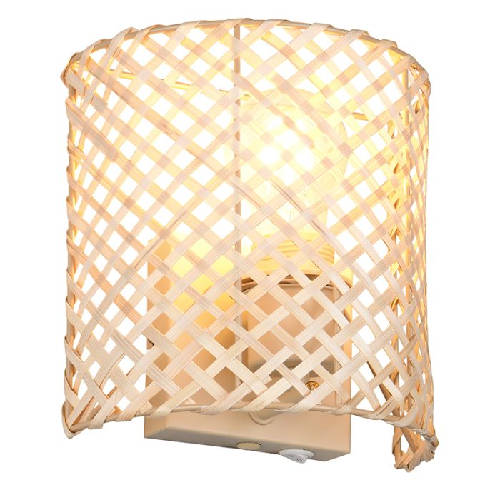 Bambu vägglampa brun, Joyameris, med brytare