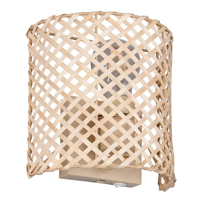 Bambu vägglampa brun, Joyameris, med brytare