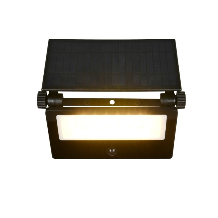 Svart utomhus vägglampa solcell modern, Mihriban, 18W, white switch LED, IP54