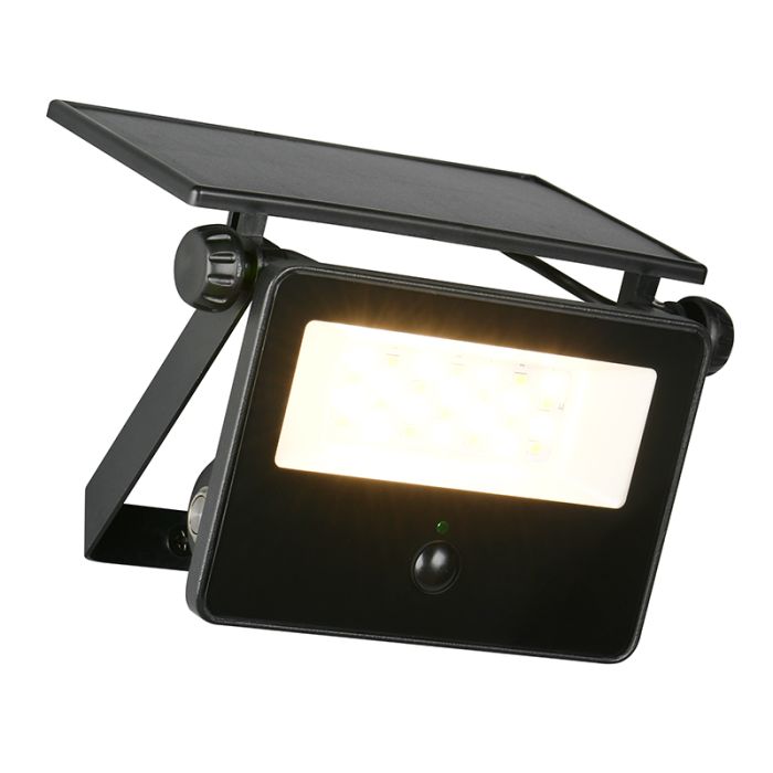 Svart utomhus vägglampa solcell modern, Mihriban, 10W, white switch LED, IP54