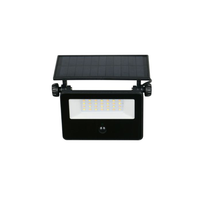Svart utomhus vägglampa solcell modern, Mihriban, 10W, white switch LED, IP54