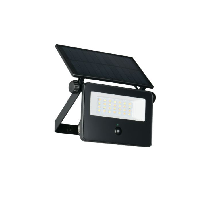 Svart utomhus vägglampa solcell modern, Mihriban, 10W, white switch LED, IP54