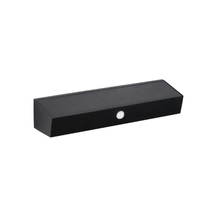 Svart utomhus vägglampa solcell modern, Ravindra, 6W, 4000K LED, IP44