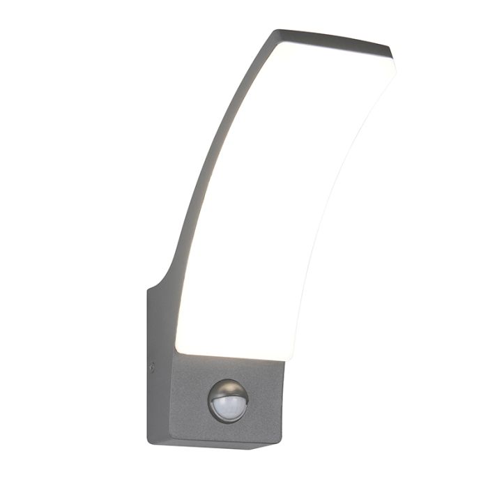 Antracit utomhus vägglampa med rörelsesensor modern, Popke, 12,5W, 4000K LED, IP44