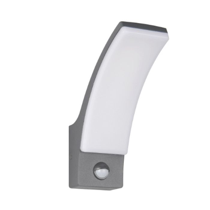 Antracit utomhus vägglampa med rörelsesensor modern, Popke, 12,5W, 4000K LED, IP44