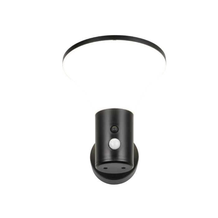 Svart utomhus vägglampa solcell modern, Nebahat, 3W, 4000K LED, IP44