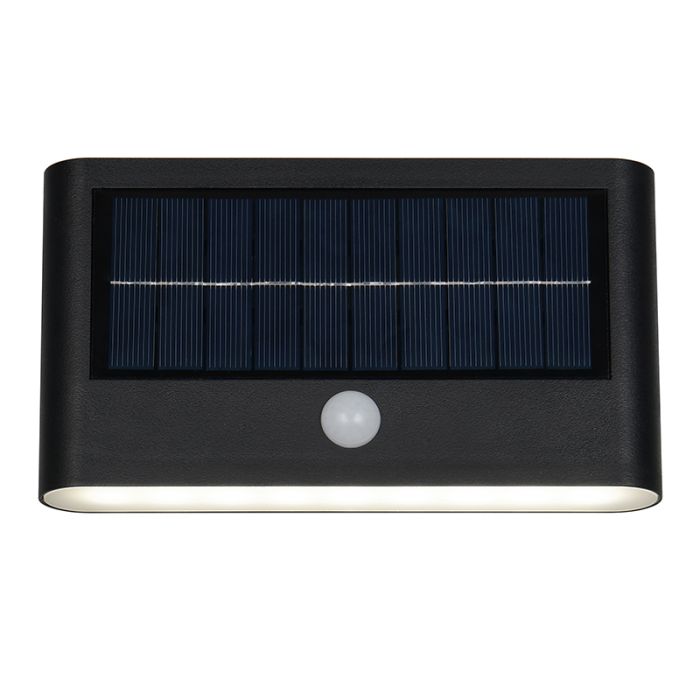 Svart utomhus vägglampa solcell modern, Nefise, 8W, 4000K LED, IP44
