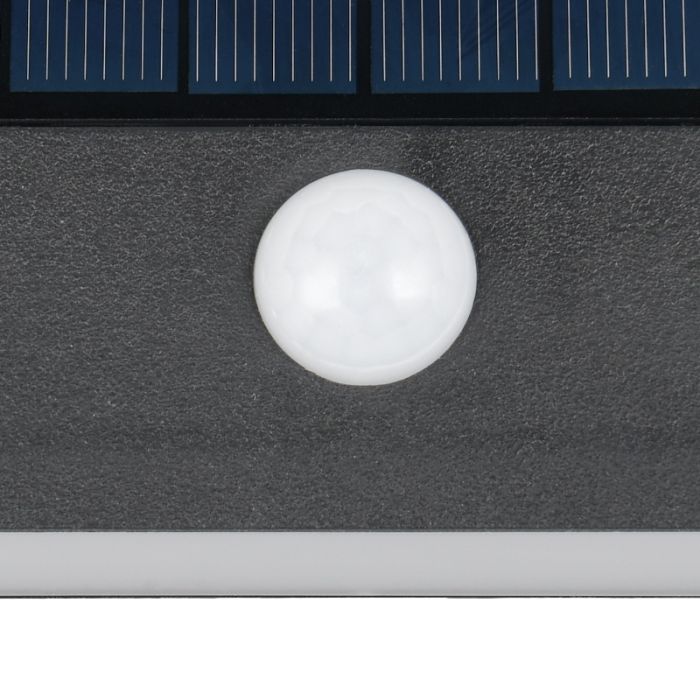 Svart utomhus vägglampa solcell modern, Nefise, 8W, 4000K LED, IP44