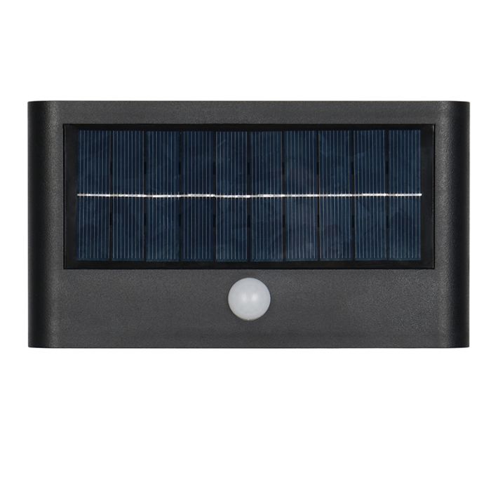Svart utomhus vägglampa solcell modern, Nefise, 8W, 4000K LED, IP44