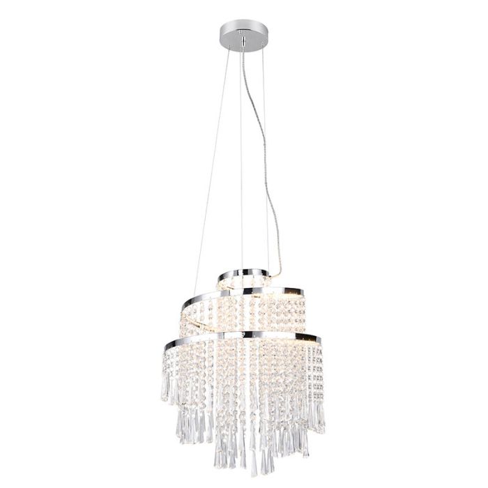 Krom ljuskrona design, Sjon, 30W, varm till kall vit justerbar LED, 3 stegs dimmer