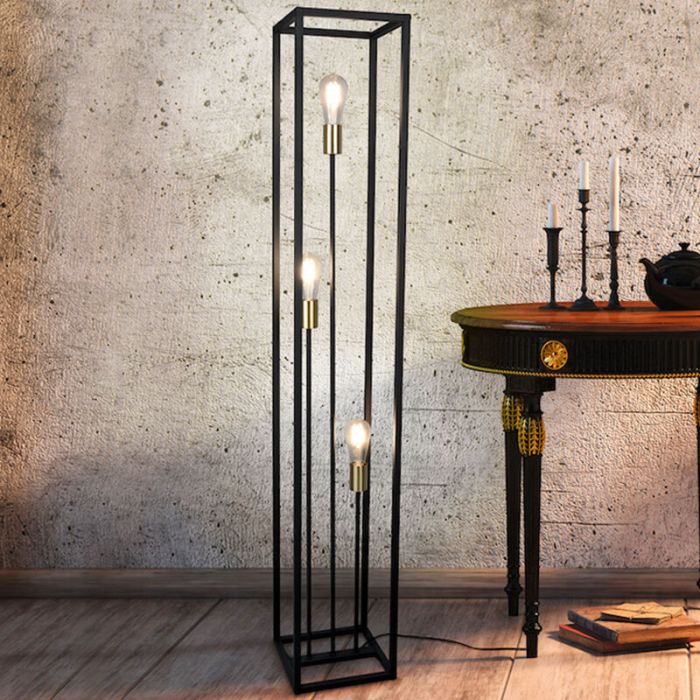 Svart golvlampa modern, Fabrice, med brytare