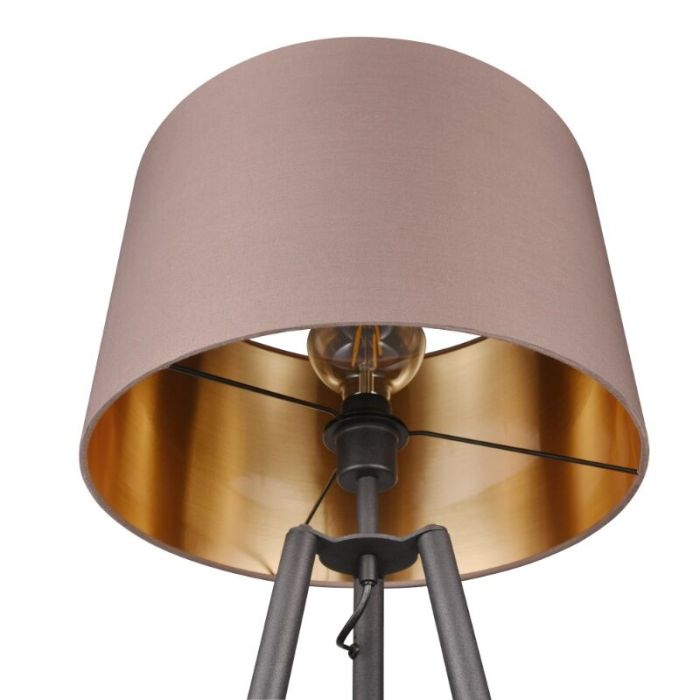 Taupe golvlampa tre ben modern, Wendel, med brytare