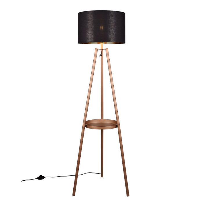 Brun golvlampa tre ben modern, Wendel, med brytare